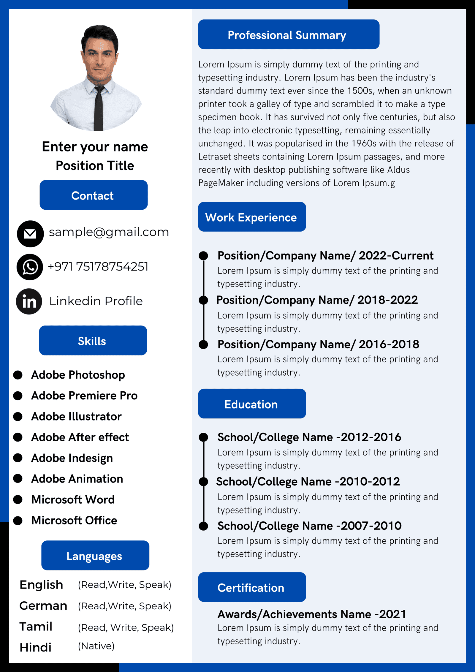 Dubai Resume Template – Minimal ATS Layout