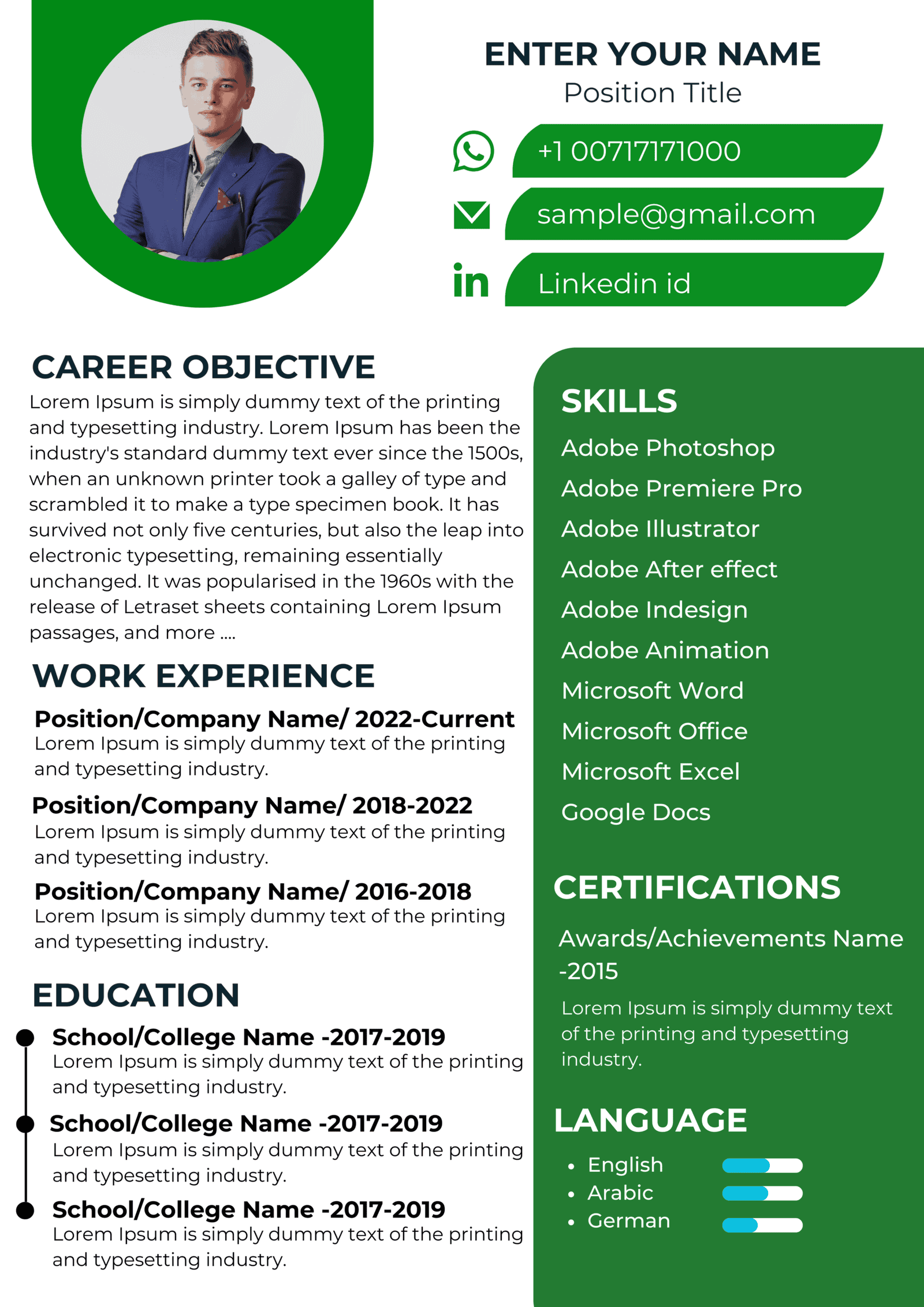 Dubai Resume Template – Versatile Professional CV